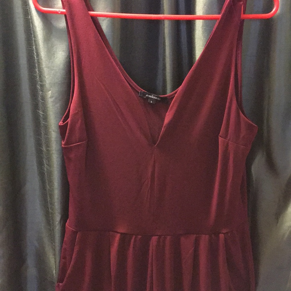 Stretchy Solid Burgundy Jumpsuit